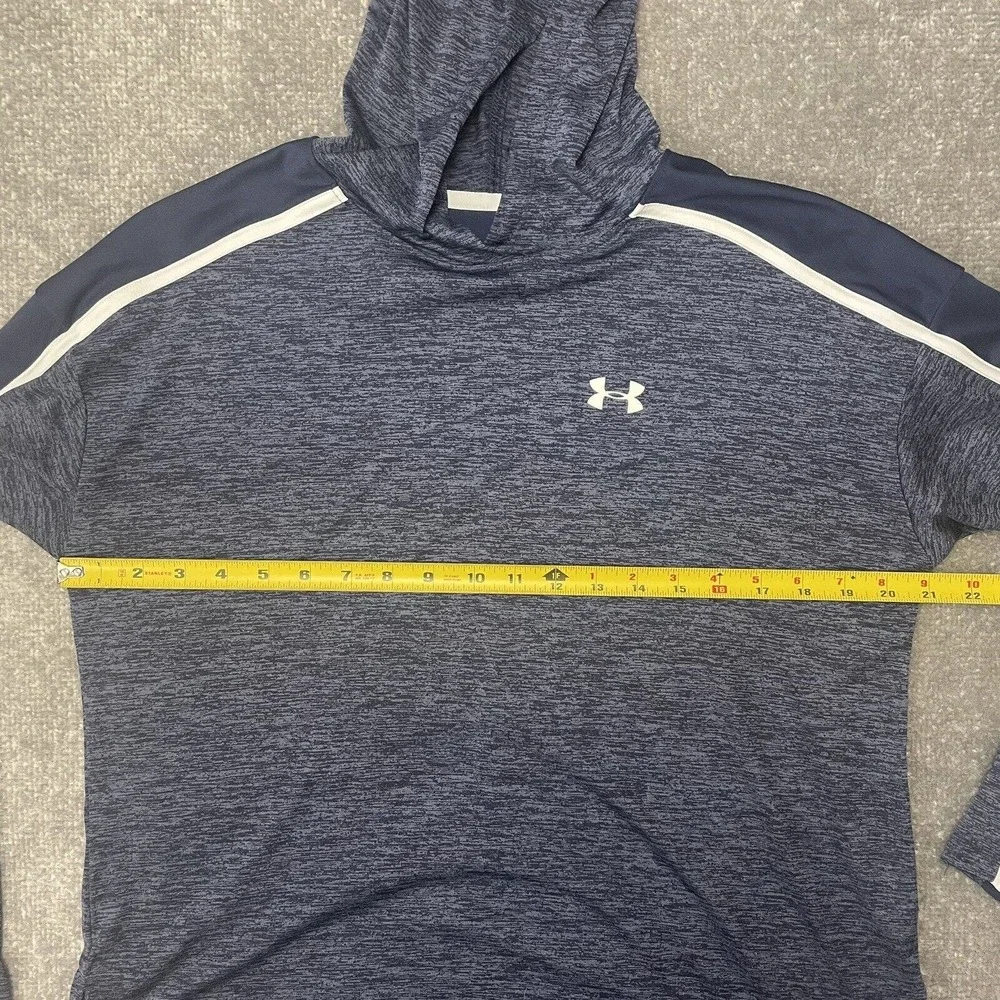 Under Armour Shirt Mens Small Blue Heat Gear Loose Fit Lightweight Hoodie